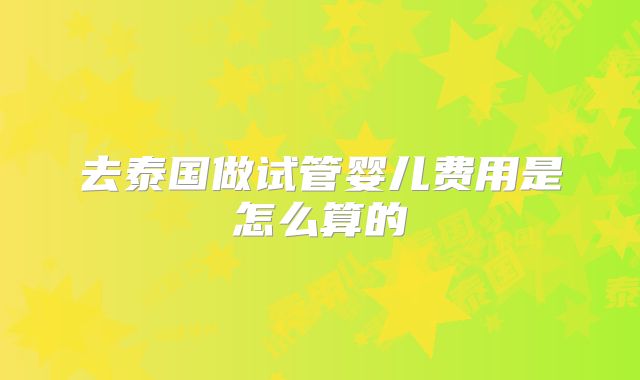 去泰国做试管婴儿费用是怎么算的