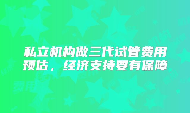 私立机构做三代试管费用预估，经济支持要有保障
