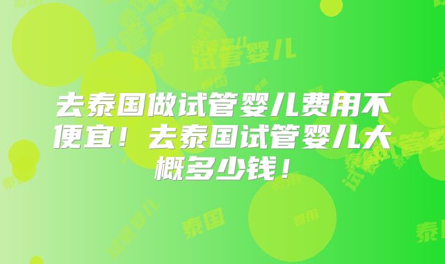 去泰国做试管婴儿费用不便宜！去泰国试管婴儿大概多少钱！