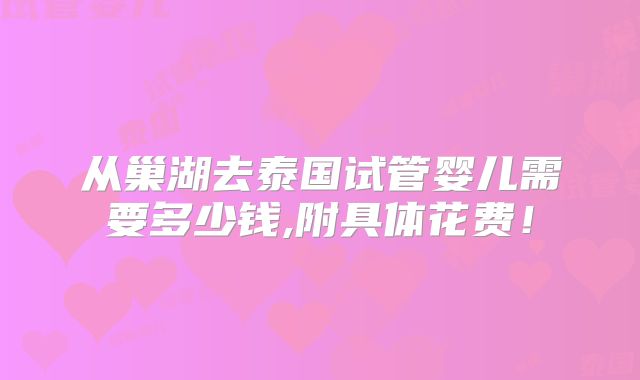 从巢湖去泰国试管婴儿需要多少钱,附具体花费！