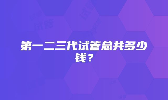 第一二三代试管总共多少钱？