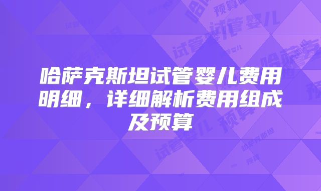 哈萨克斯坦试管婴儿费用明细,详细解析费用组成及预算