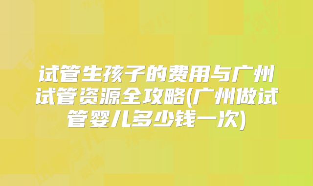 试管生孩子的费用与广州试管资源全攻略(广州做试管婴儿多少钱一次)