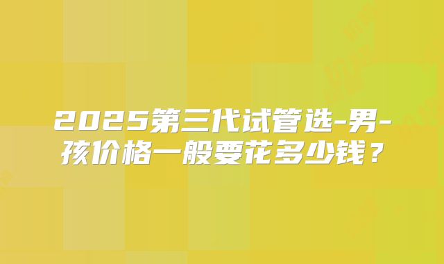 2025第三代试管选-男-孩价格一般要花多少钱？
