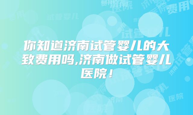 你知道济南试管婴儿的大致费用吗,济南做试管婴儿医院！