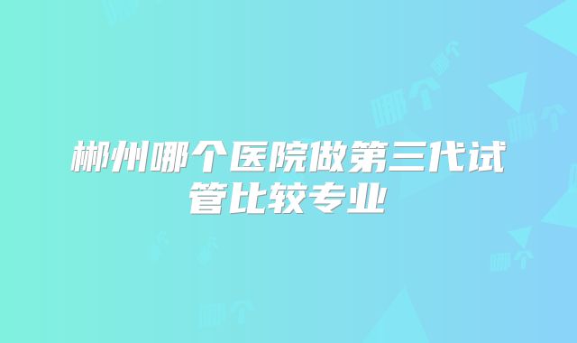 郴州哪个医院做第三代试管比较专业