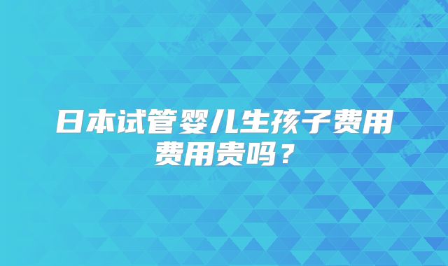 日本试管婴儿生孩子费用费用贵吗？
