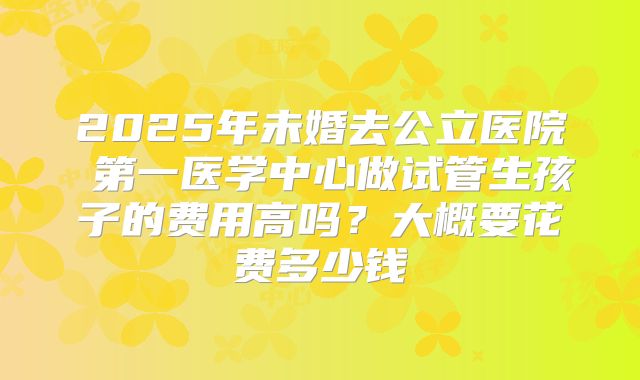2025年未婚去公立医院 第一医学中心做试管生孩子的费用高吗?大概要花费多少钱