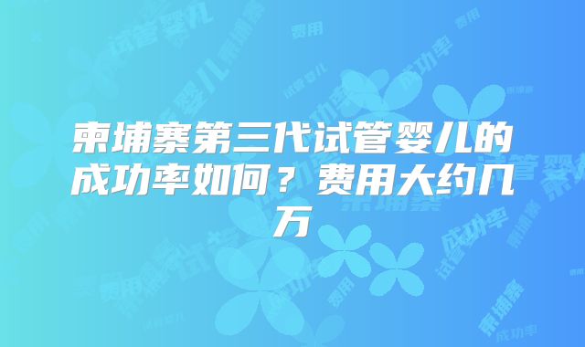 柬埔寨第三代试管婴儿的成功率如何？费用大约几万