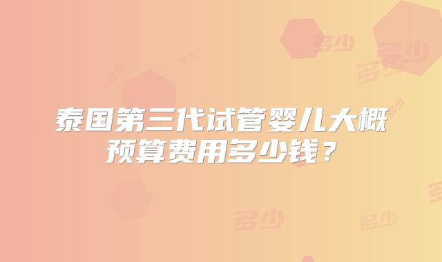 泰国第三代试管婴儿大概预算费用多少钱？