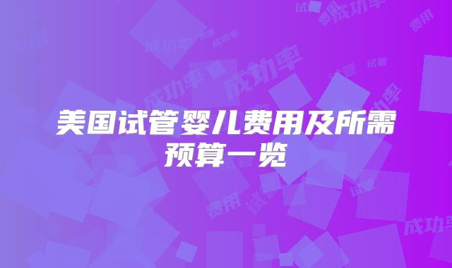 美国试管婴儿费用及所需预算一览