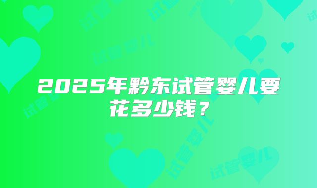 2025年黔东试管婴儿要花多少钱？