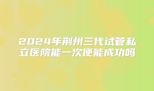 2024年荆州三代试管私立医院能一次便能成功吗