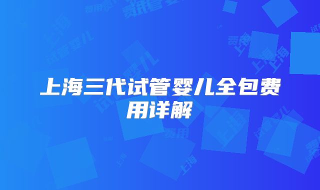上海三代试管婴儿全包费用详解