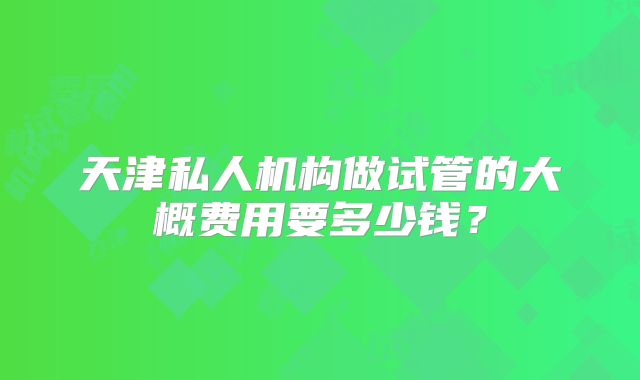 天津私人机构做试管的大概费用要多少钱？
