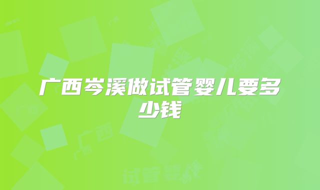 广西岑溪做试管婴儿要多少钱