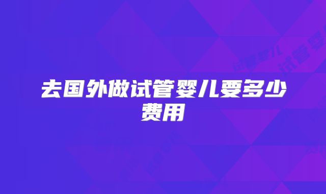 去国外做试管婴儿要多少费用