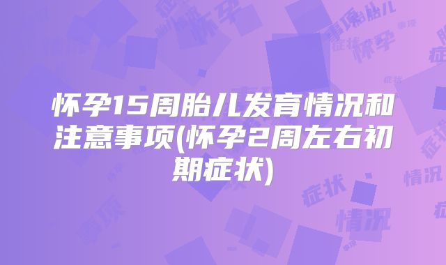 怀孕15周胎儿发育情况和注意事项(怀孕2周左右初期症状)