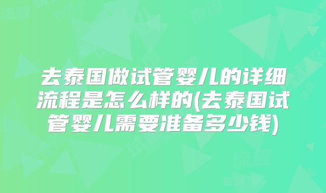 去泰国做试管婴儿的详细流程是怎么样的(去泰国试管婴儿需要准备多少钱)