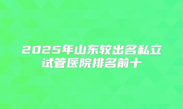 2025年山东较出名私立试管医院排名前十