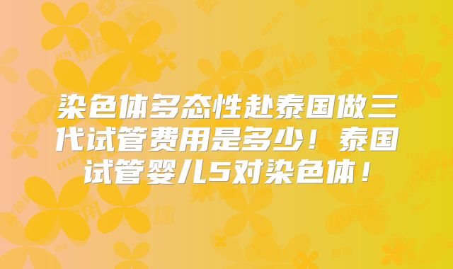 染色体多态性赴泰国做三代试管费用是多少！泰国试管婴儿5对染色体！