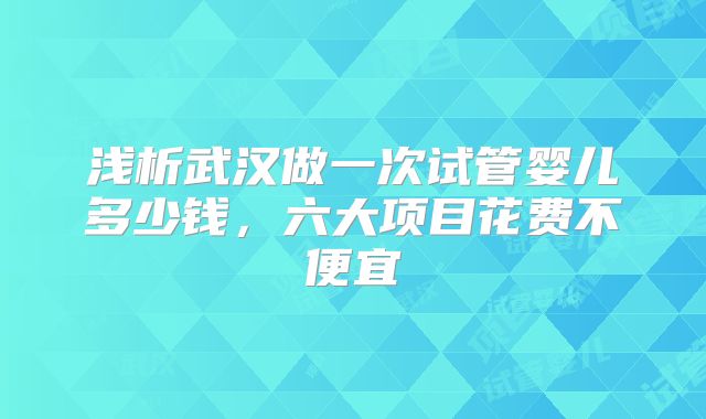 浅析武汉做一次试管婴儿多少钱，六大项目花费不便宜