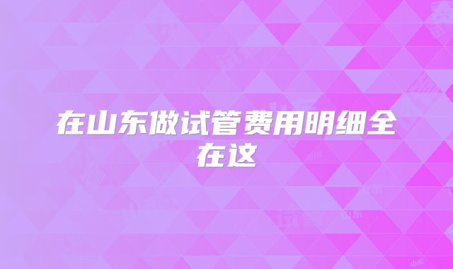 在山东做试管费用明细全在这