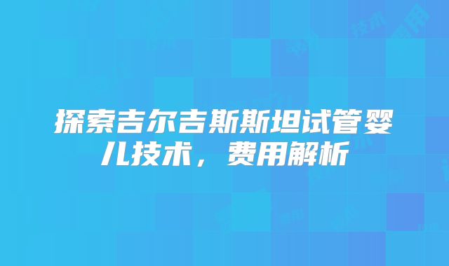 探索吉尔吉斯斯坦试管婴儿技术，费用解析
