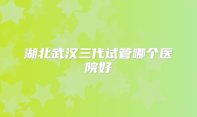 湖北武汉三代试管哪个医院好