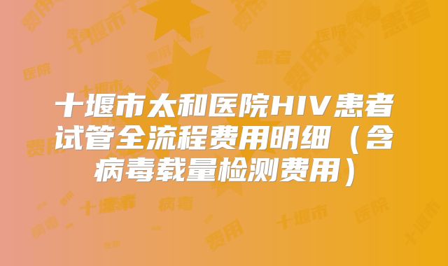 十堰市太和医院HIV患者试管全流程费用明细（含病毒载量检测费用）