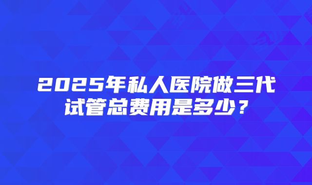 2025年私人医院做三代试管总费用是多少？