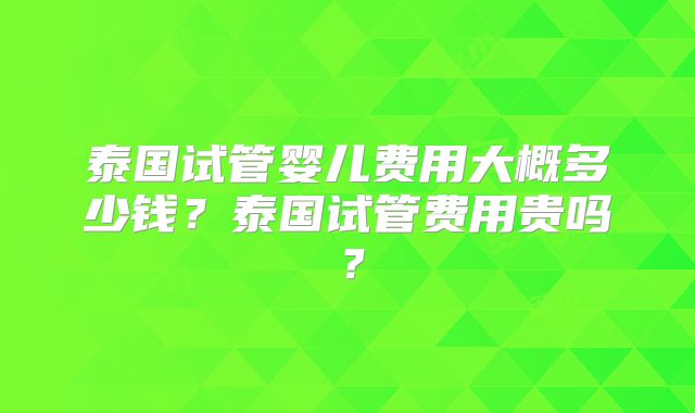 泰国试管婴儿费用大概多少钱?泰国试管费用贵吗?