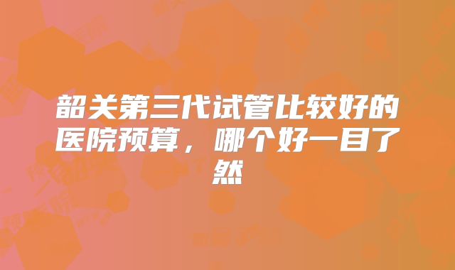 韶关第三代试管比较好的医院预算，哪个好一目了然