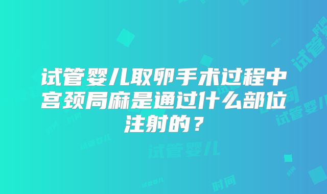 试管婴儿取卵手术过程中宫颈局麻是通过什么部位注射的?