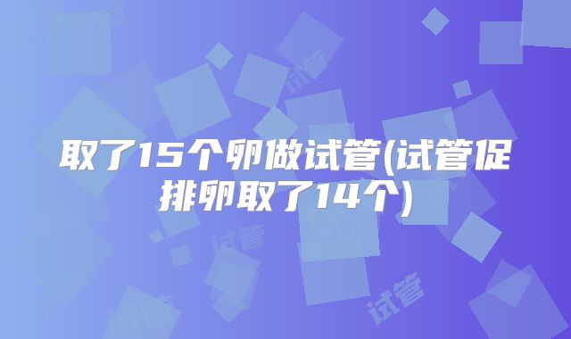 取了15个卵做试管(试管促排卵取了14个)