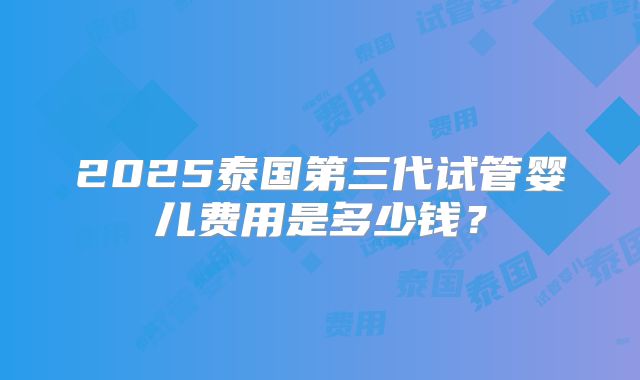 2025泰国第三代试管婴儿费用是多少钱?