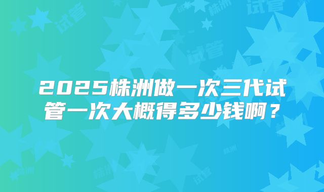 2025株洲做一次三代试管一次大概得多少钱啊？
