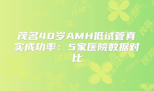 茂名40岁AMH低试管真实成功率：5家医院数据对比