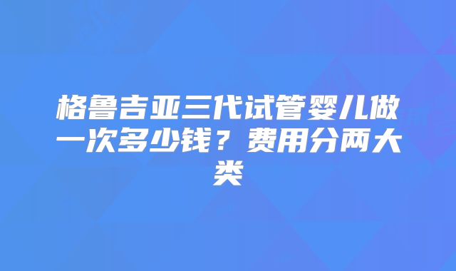 格鲁吉亚三代试管婴儿做一次多少钱？费用分两大类