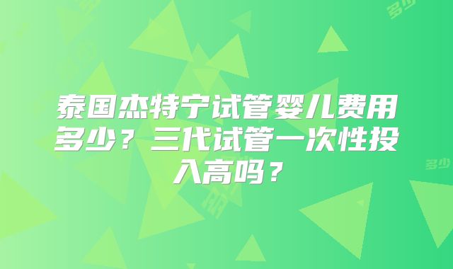 泰国杰特宁试管婴儿费用多少？三代试管一次性投入高吗？