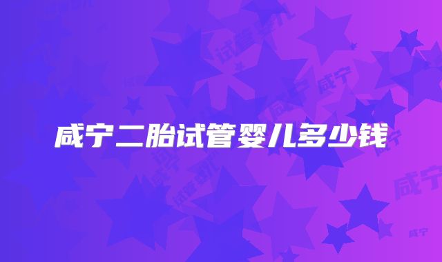 咸宁二胎试管婴儿多少钱