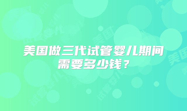 美国做三代试管婴儿期间需要多少钱？