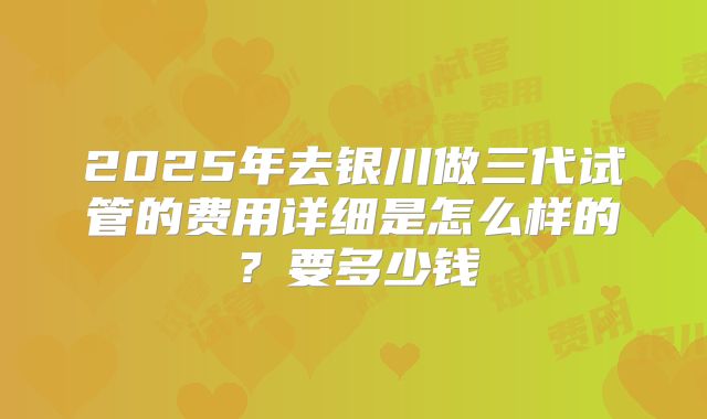 2025年去银川做三代试管的费用详细是怎么样的？要多少钱