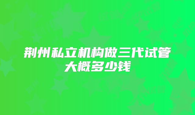 荆州私立机构做三代试管大概多少钱