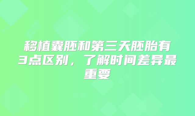 移植囊胚和第三天胚胎有3点区别,了解时间差异最重要