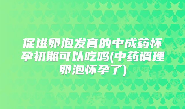 促进卵泡发育的中成药怀孕初期可以吃吗(中药调理卵泡怀孕了)