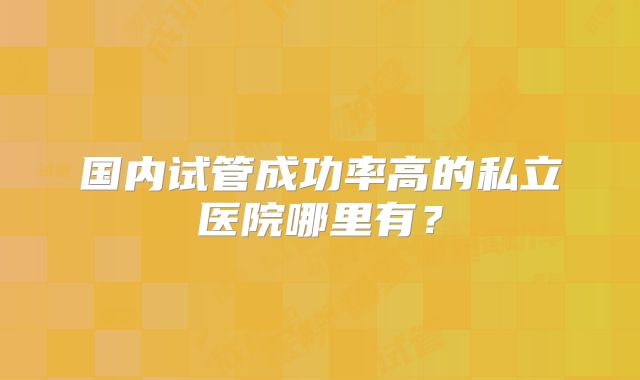 国内试管成功率高的私立医院哪里有？
