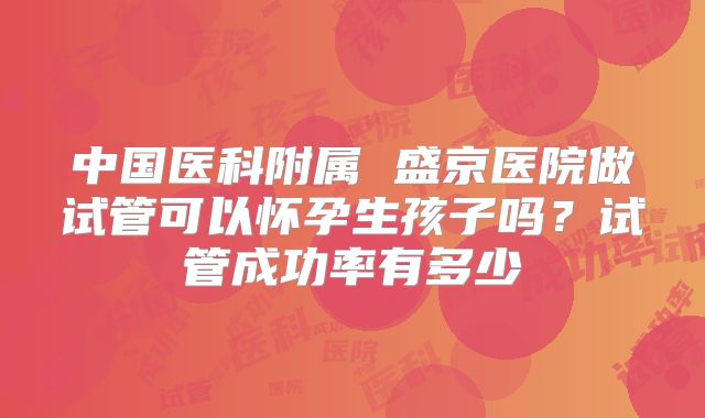 中国医科附属 盛京医院做试管可以怀孕生孩子吗?试管成功率有多少