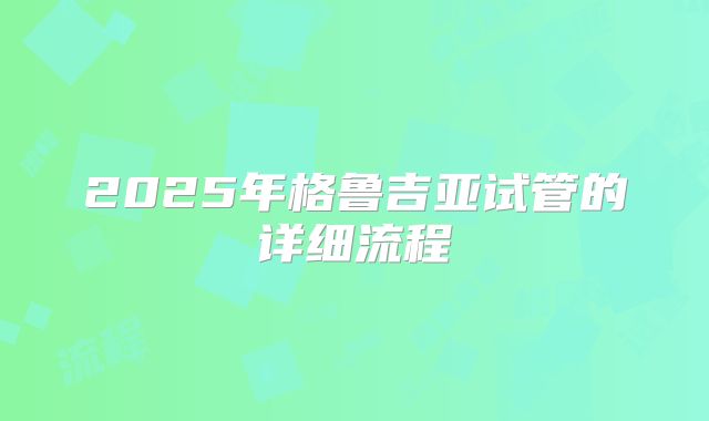 2025年格鲁吉亚试管的详细流程