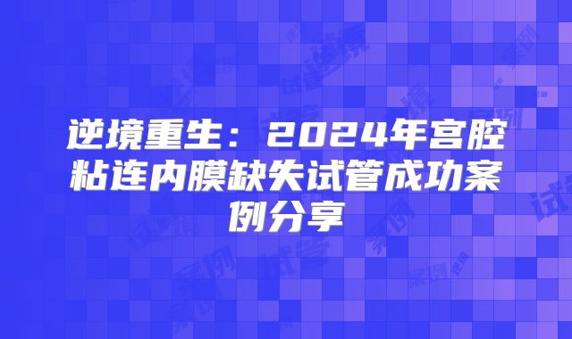 逆境重生:2024年宫腔粘连内膜缺失试管成功案例分享